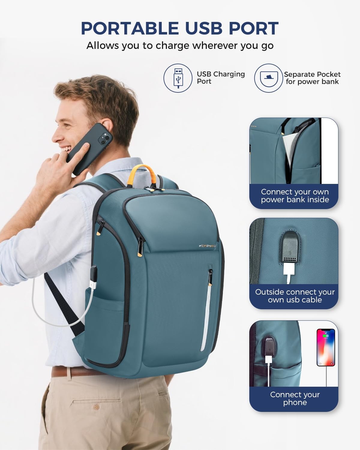17 Inch Laptop Backpack for Men, Business Travel Anti-Theft Backpack with USB…