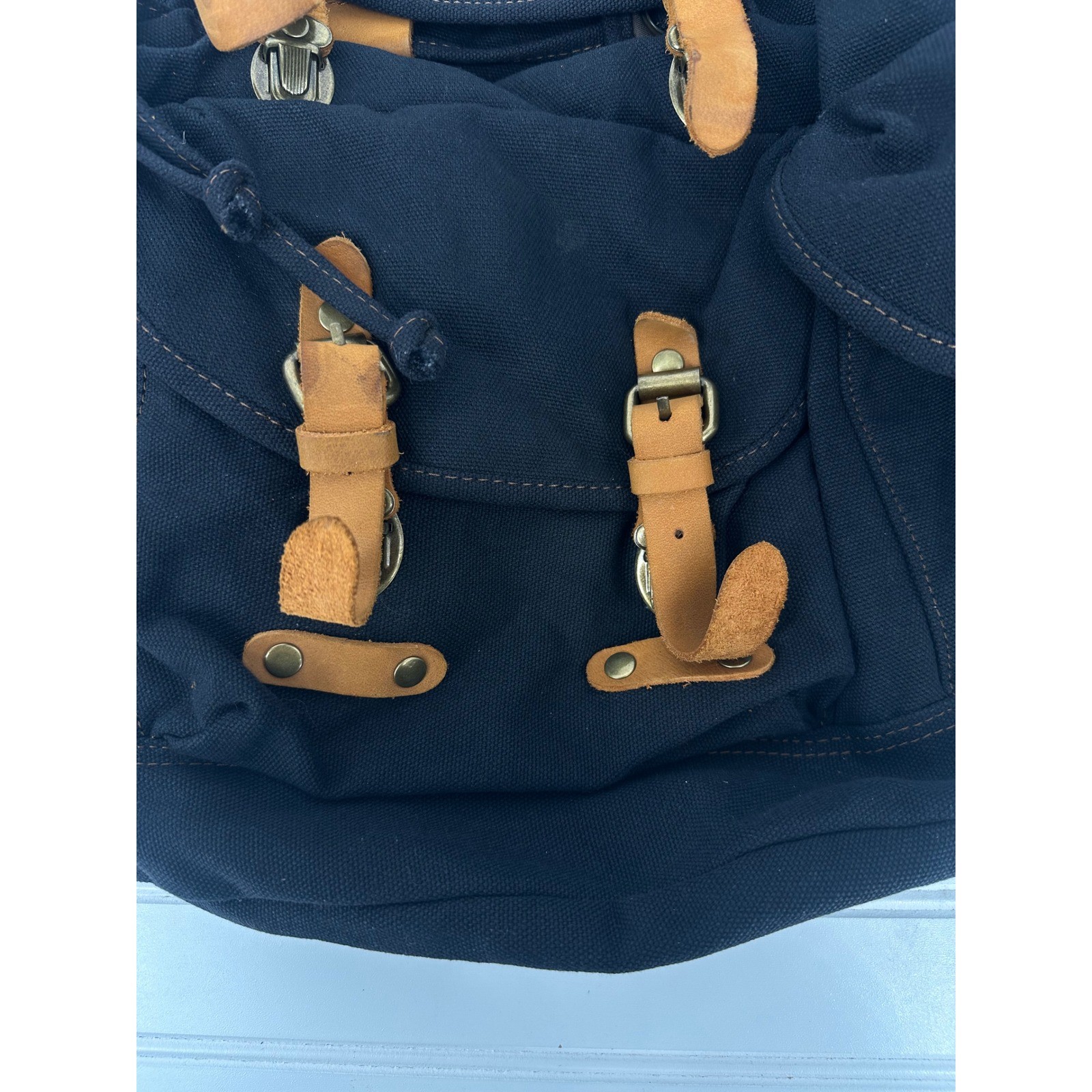 Outback Trading Co Canvas Overlander Satchel Backpack Rucksack Black Hiking Bag