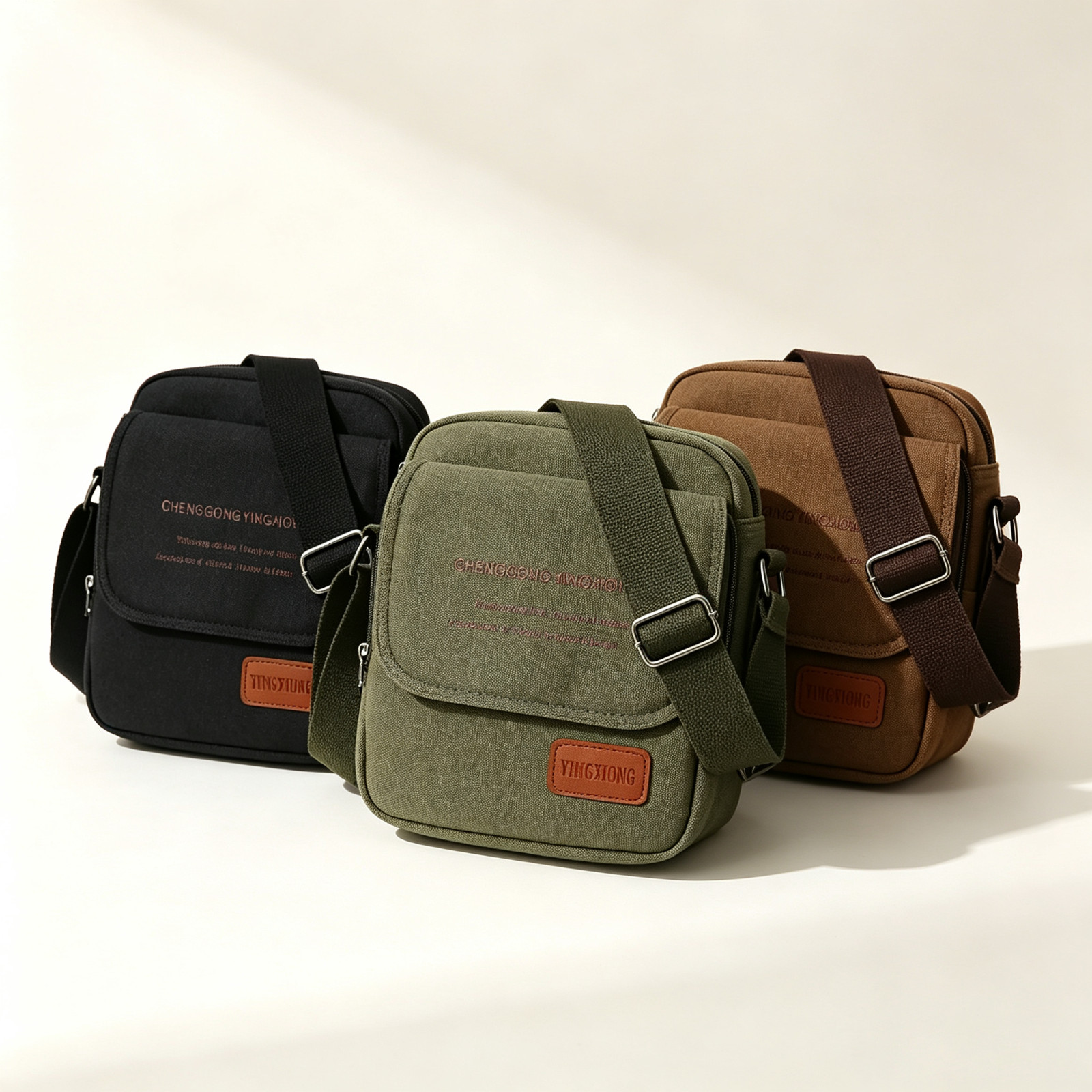 Vintage Canvas Messenger Bag for Men, Multi-Pocket Casual Shoulder Bag