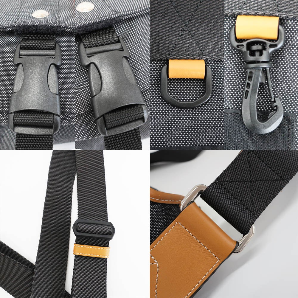 LOEWE Nature Messenger Bag Shoulder Gray Yellow Canvas Leather