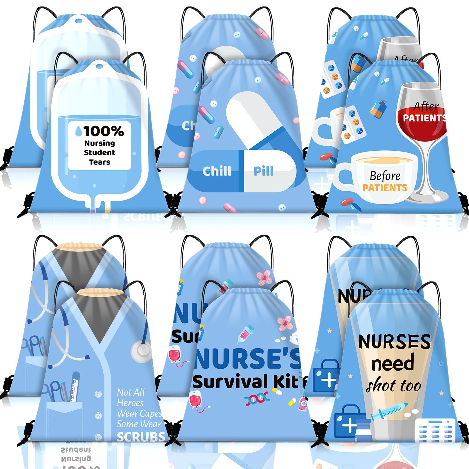 12 Pieces CNA Week Gifts Bags Bulk 2026, Funny Nurse Appreciation Drawstring …