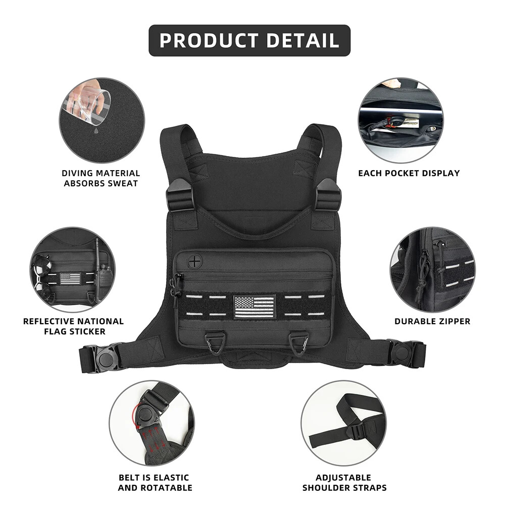 Sports Chest Bag Men Backpack Anti Theft Chest Pack Running Vest Pouch