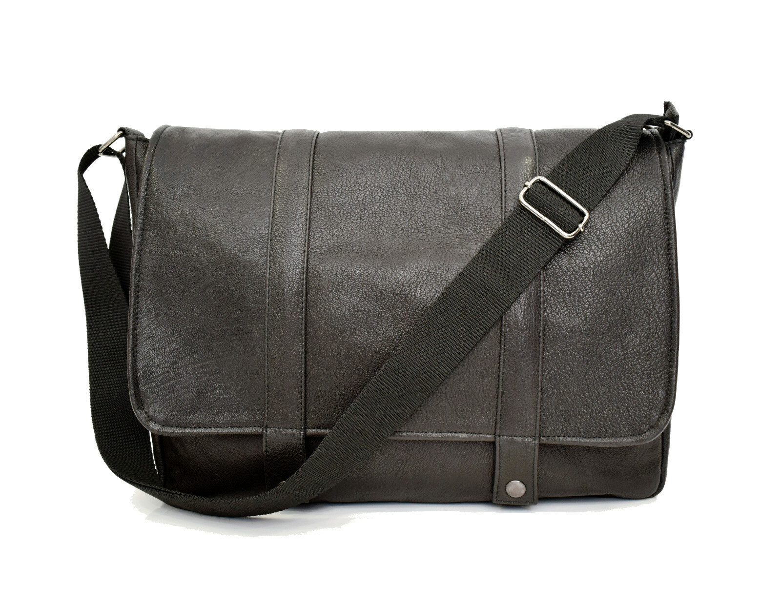 Men’s Real Leather Black Shoulder Bag Messenger Folder VIETRI LEATHER
