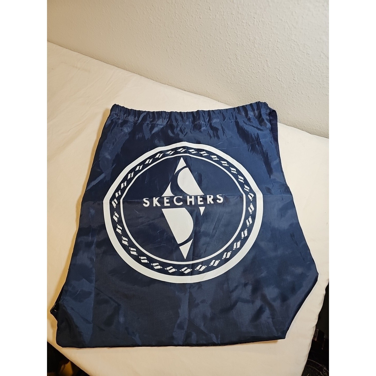 Skechers Nylon Drawstring Bag Backpack Gym Bag Tote Sack Navy Blue 17″ x 20″