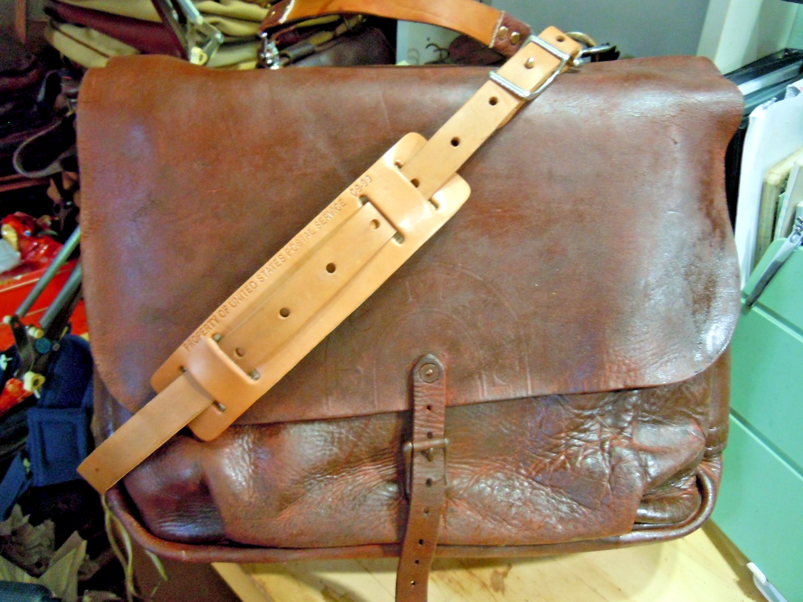 VTG Rare USPS US Leather Mail Postal Carrier Messenger Briefcase Bag # 25