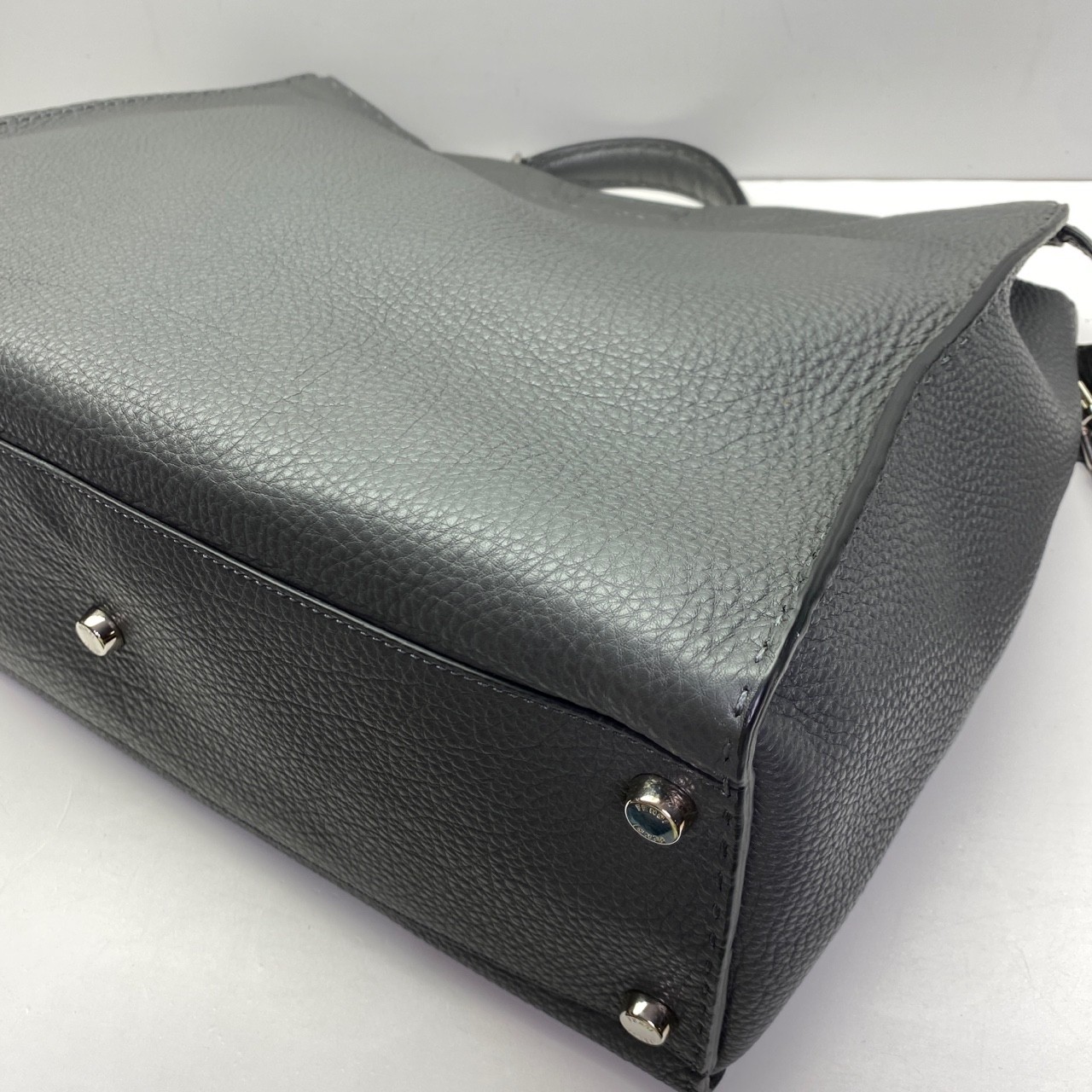Fendi Pre-Owned Authentic Peekaboo Briefcase Crossbody Grey Blue 42x35x18cm