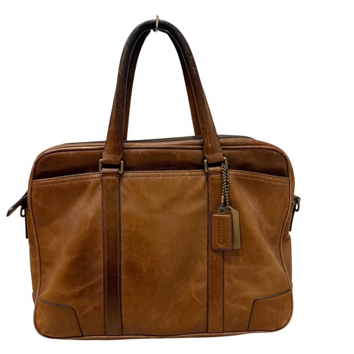 COACH 2-Way Briefcase Brown Leather Men Handbag Business bag 70901