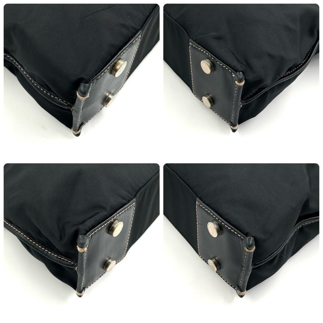 Stefanomano 883 Black Nylon Leather 2Way Business Bag A4 Shoulder Tote 45cm