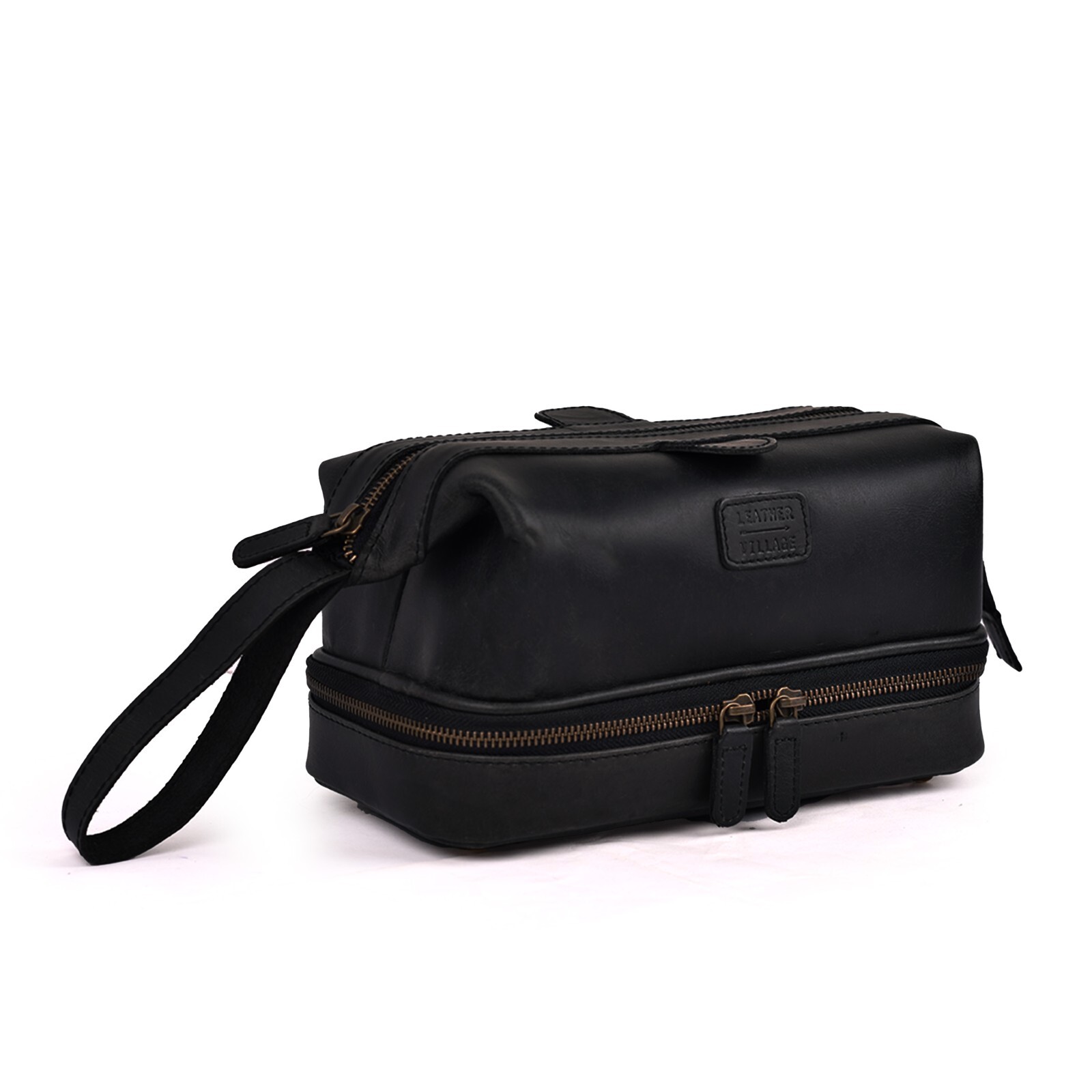 Genuine Leather Dopp Kit Cosmetic Travel Storage Toiletry Bag for Men & Women