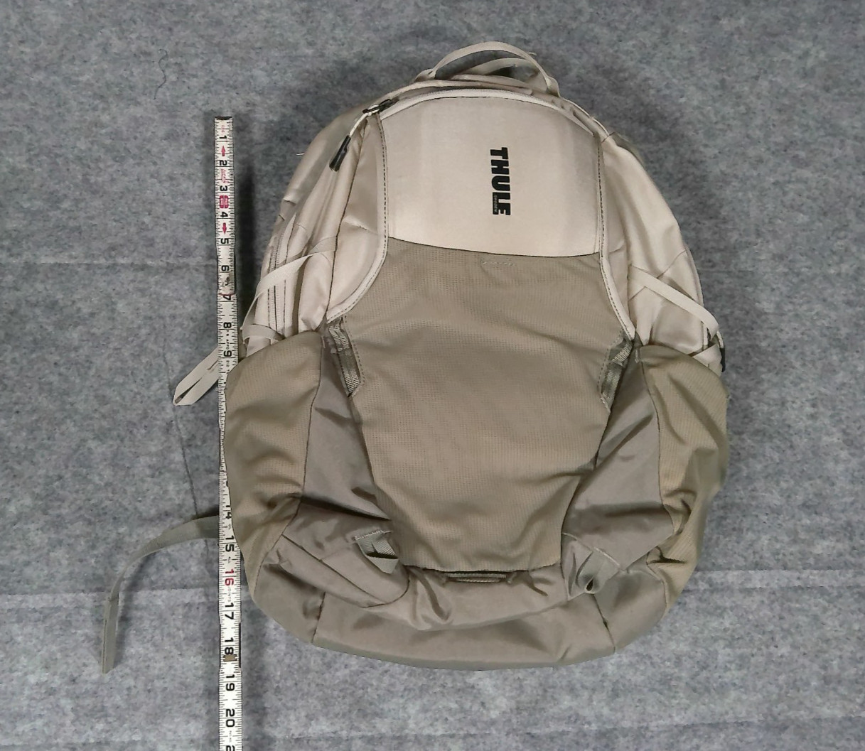 Thule Backpack Brown Tan Travel Work Laptop Organizer Daypack Bag with Safezone
