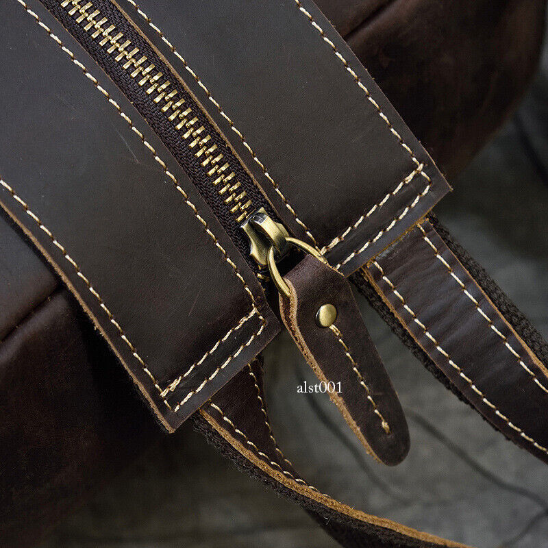 Vintage Men Crazy Horse Leather Backpack Sports Chest Bag Crossbody Bags Outdoor