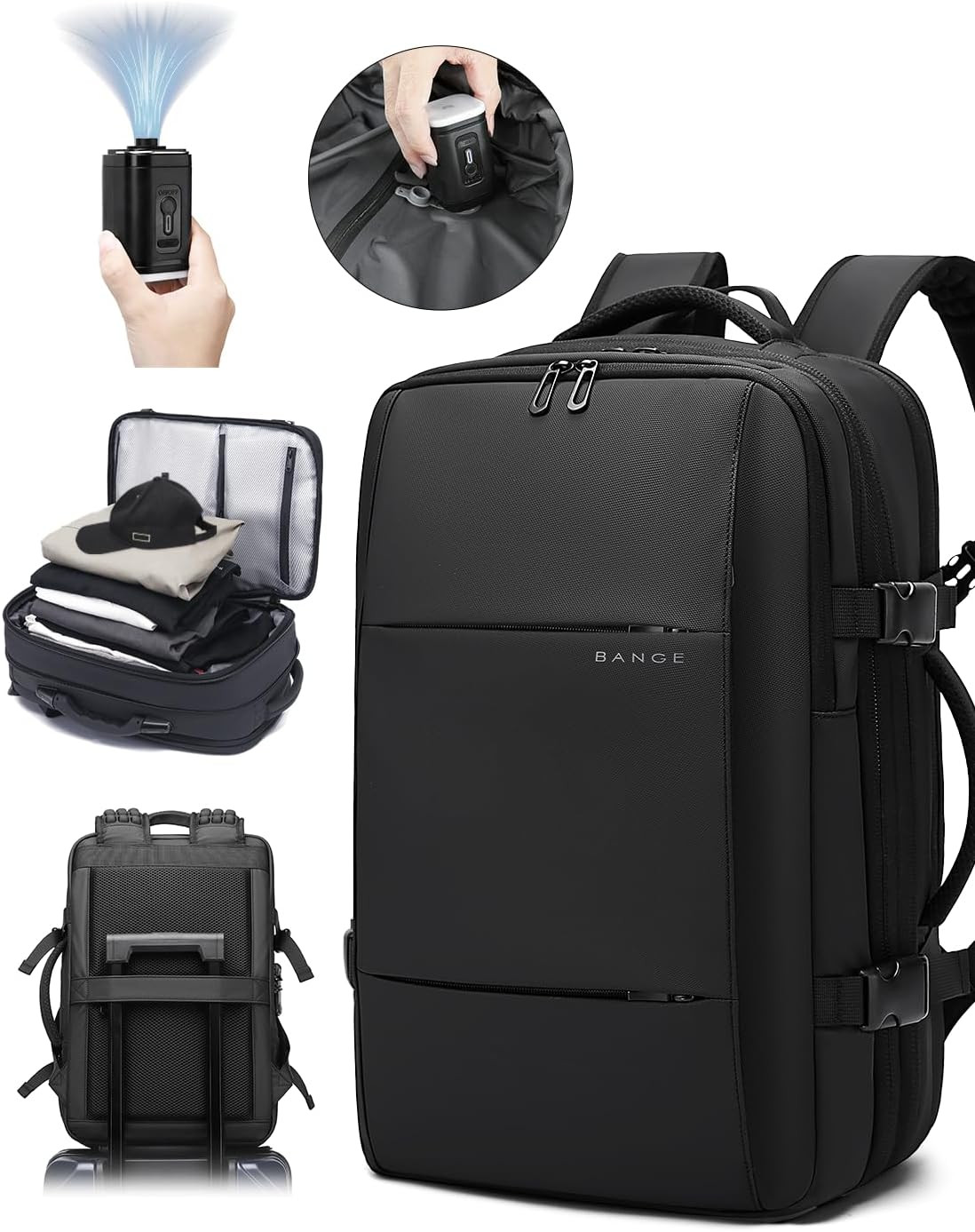 Secure Expandable Travel Backpack with Vacuum Compression Pump