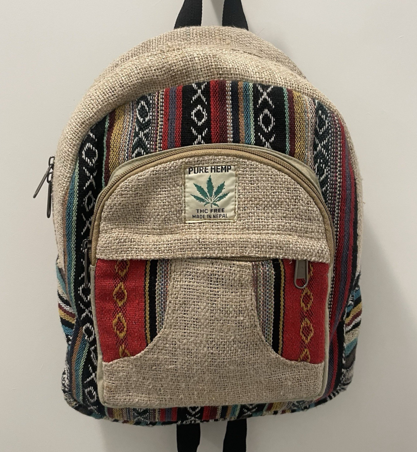 Himalayan Hemp THC Free Pure Handmade Multi Pocket Laptop Backpack Made In Nepal