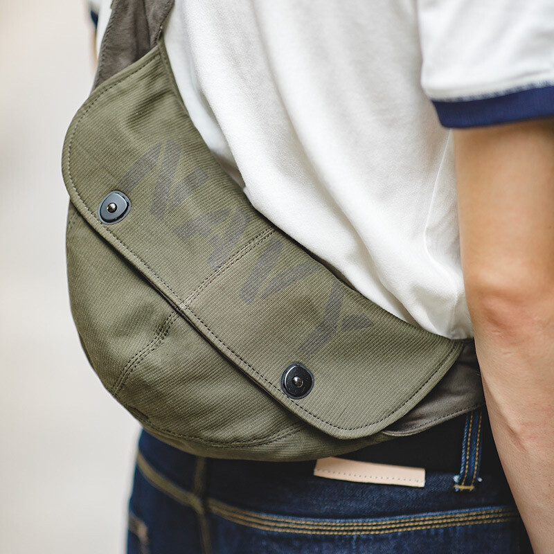 Vintage Ami Khaki Men Bag Shoulder Hiking Military style N1 Deck Bag Wast Bag