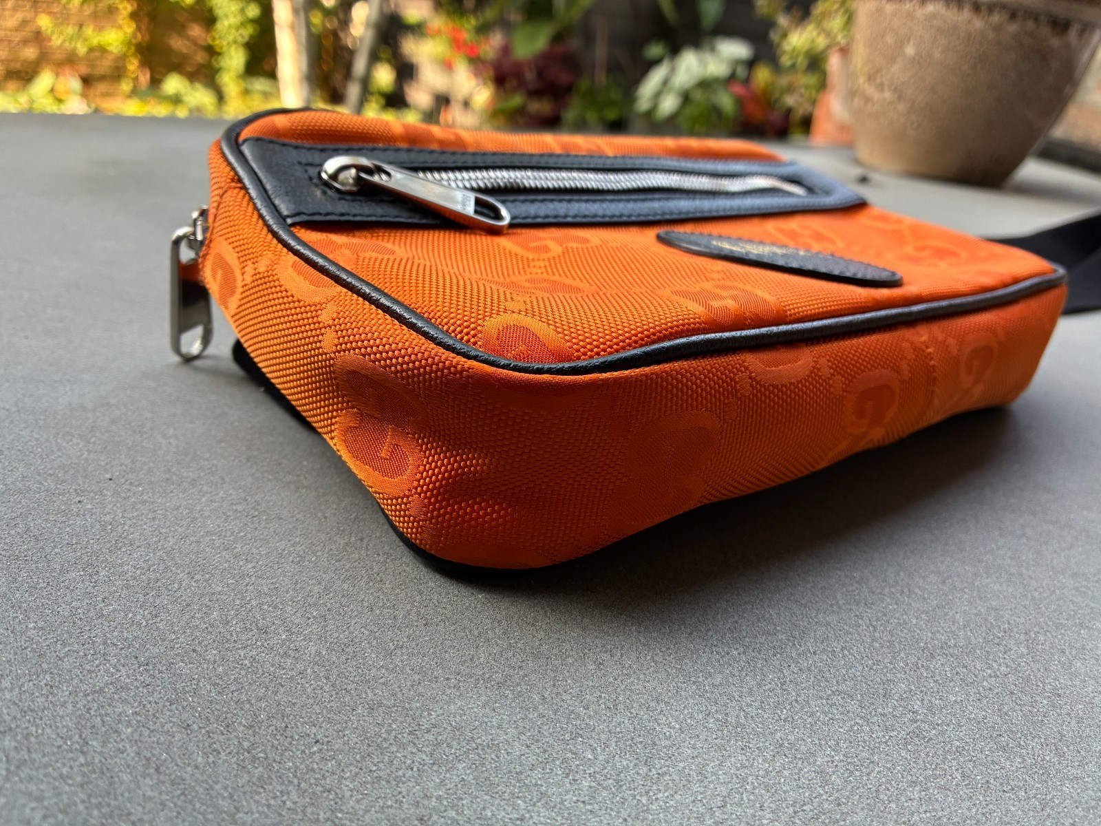 Authentic Gucci Off The Grid GG Monogram ECONYL Belt Bag Orange Black Fanny Pack