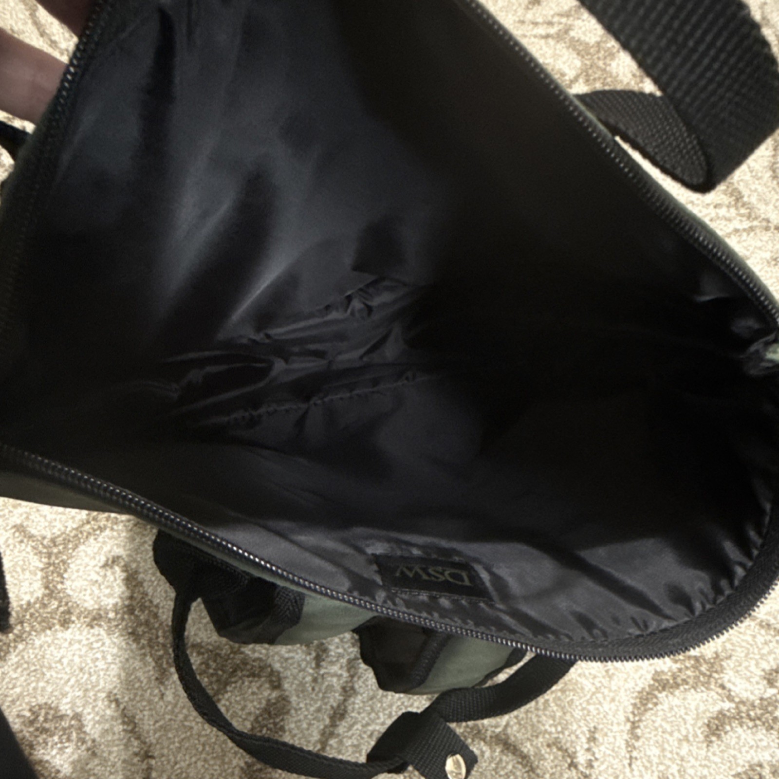 DSW Men’s Green Black Backpack Zip Adjustable Strap Top Handle Casual