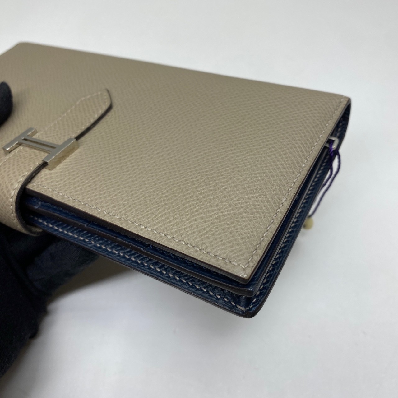 Hermes Pre-Owned Authentic Bearn Wallet Gray 17.5x9x1cm Cowhide