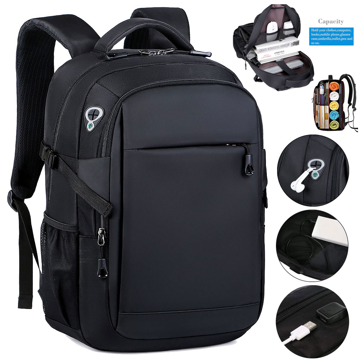 Men Women Backpack Travel Rucksack School 15.6″ Laptop Bag W/ USB Charging Port