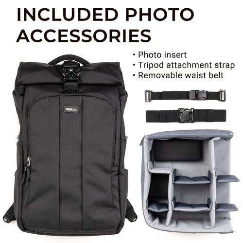 FocusPoint 30L RollTop Camera Backpack -: Expandable Travel 30 Liters Greenway