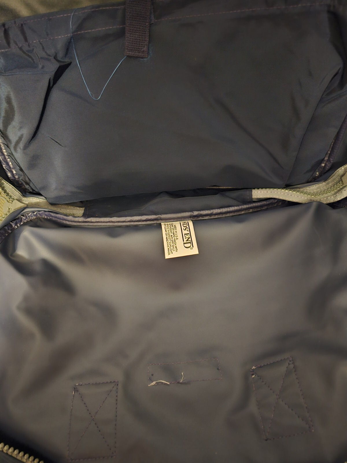 Vintage Lands End Lighthouse Nylon Zip Around Work Bag Blue Made In USA EUC