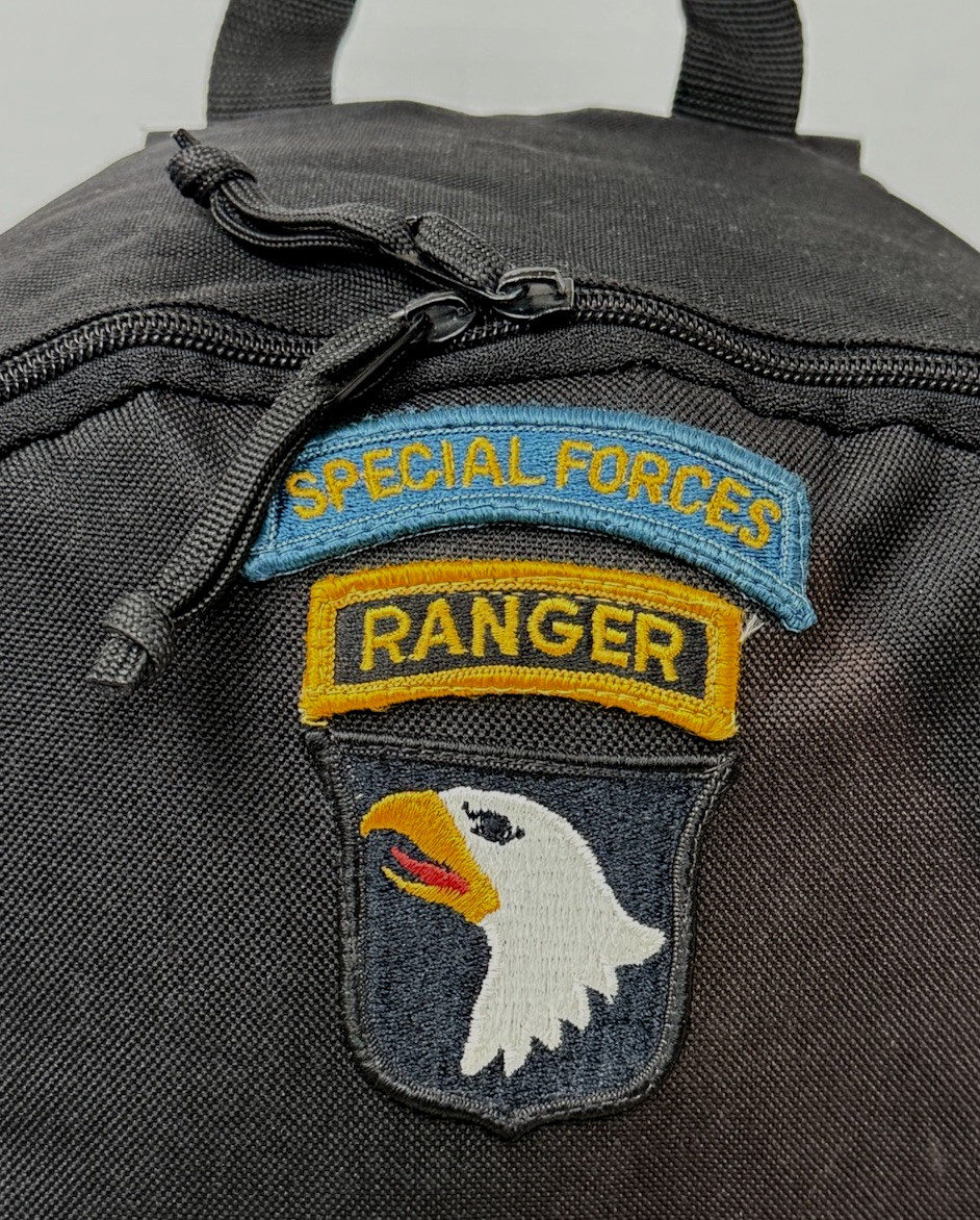 Backpack – Black With Special Forces Ranger and AH-64D Apache Helicopter Patches