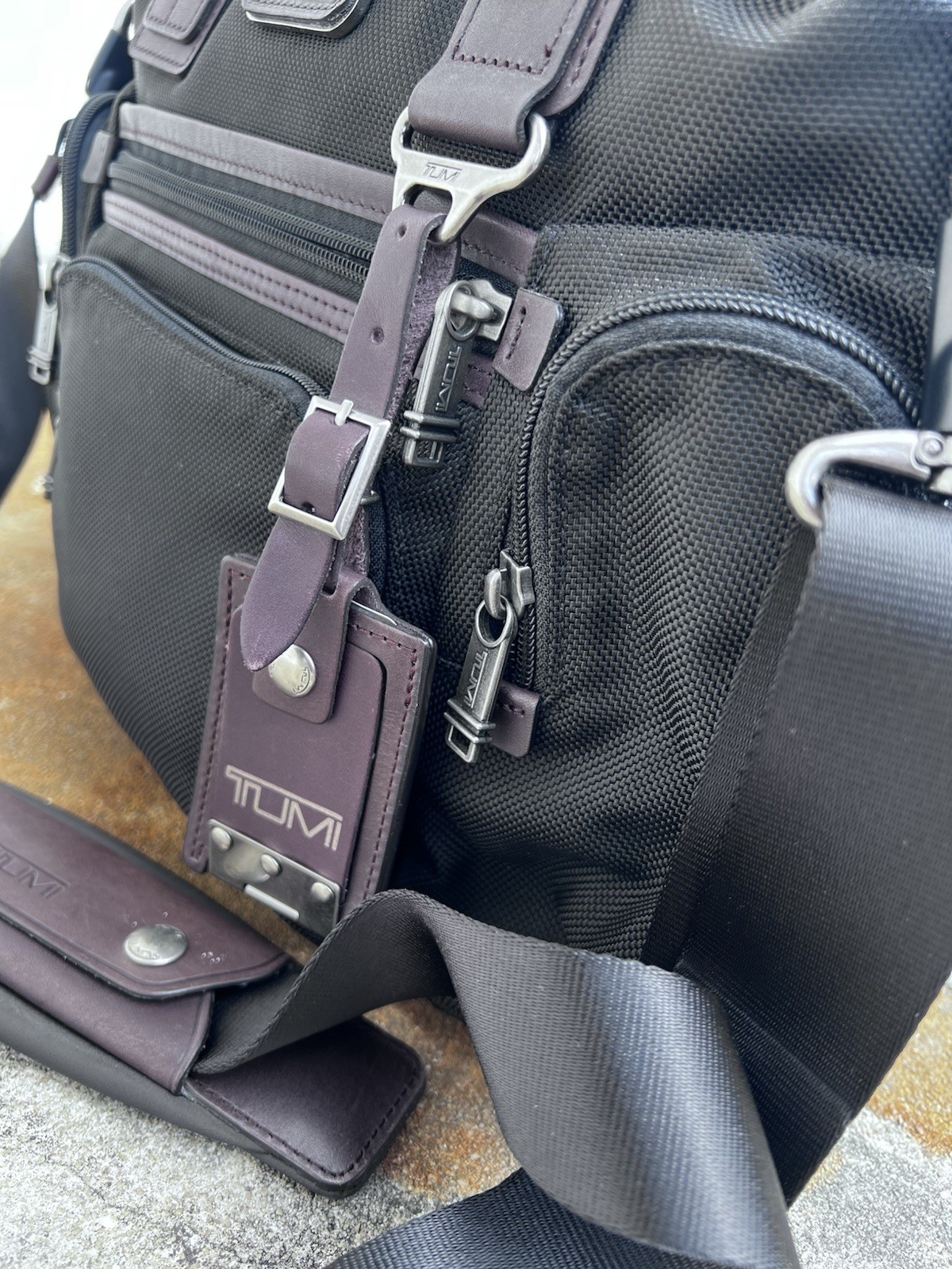 TUMI Black/Brown Nylon and Leather Alpha Bravo Brooks Slim Briefcase