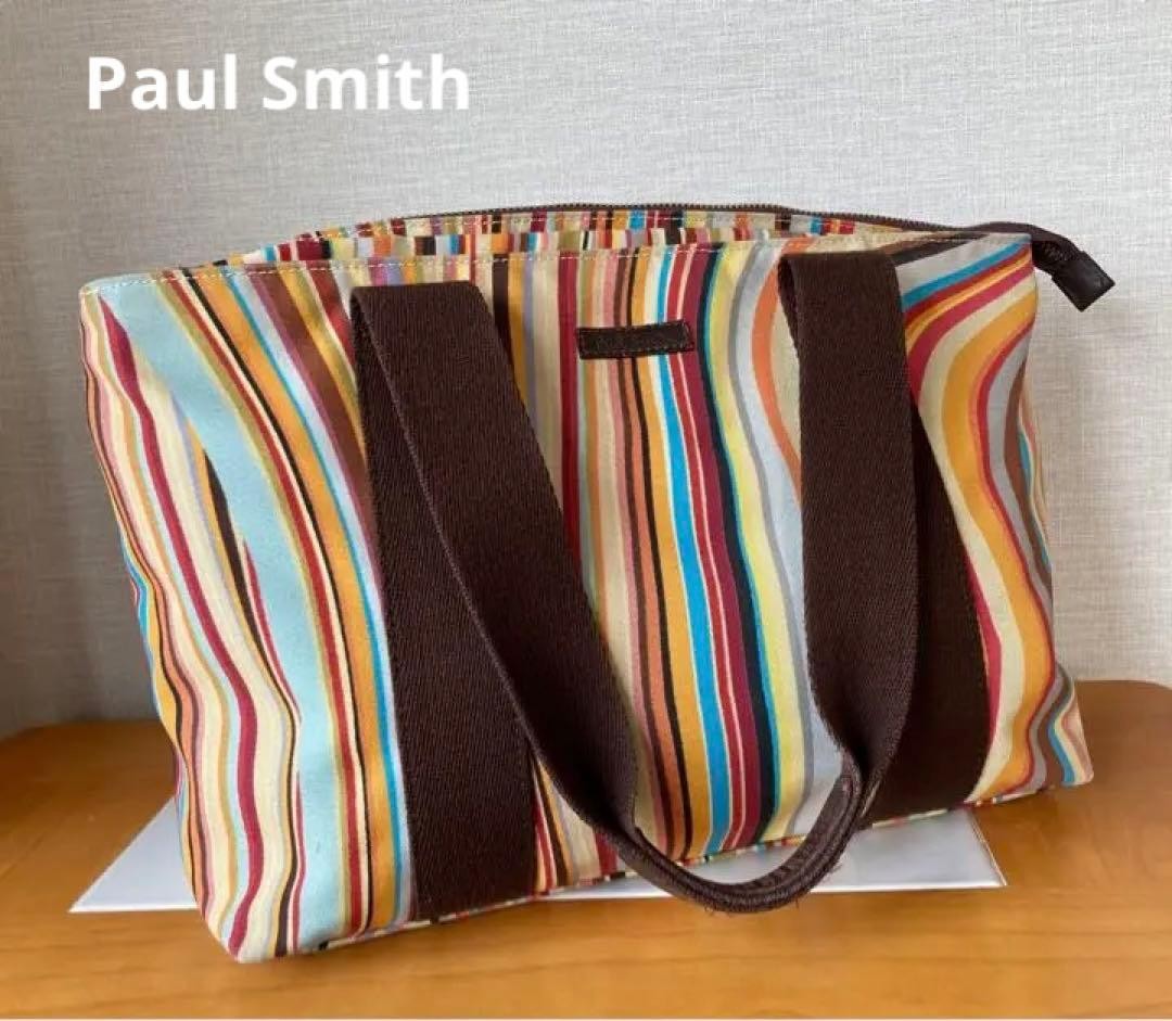 Paul Smith Multi Stripe Handbag Shoulder Tote Bag Multicolor USED Good Condition