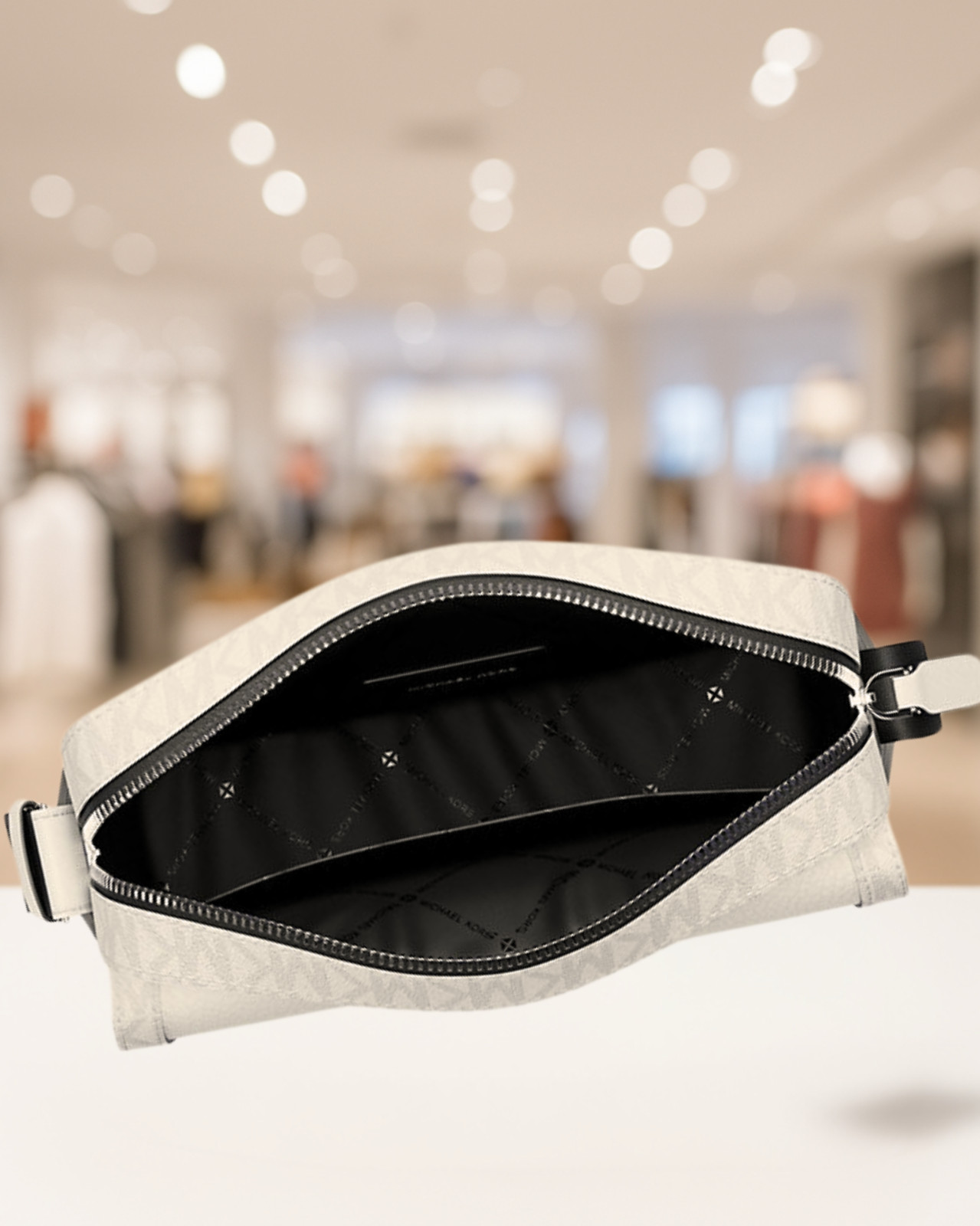 Michael Kors Cooper Medium Leather & Logo Flap Camera Crossbody Bag Bright White
