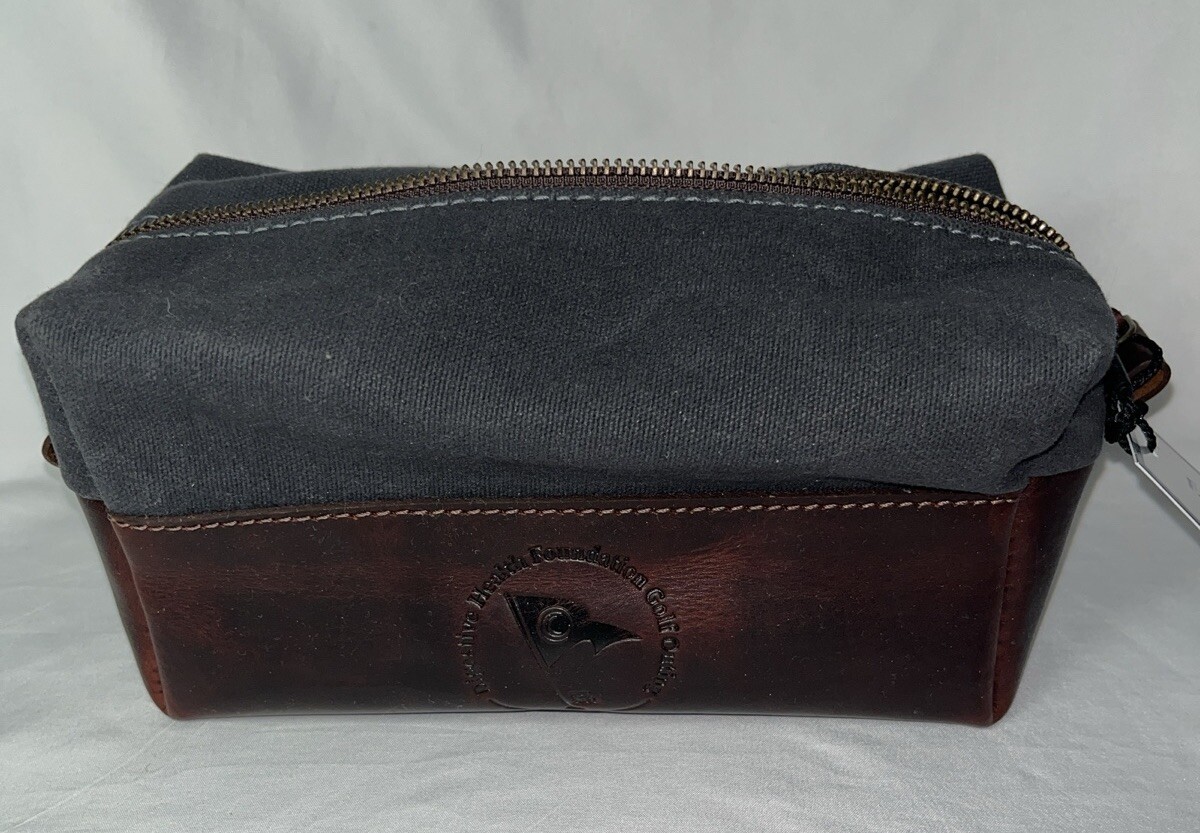 F.H. Wadsworth Fabric Leather Trim Mens Toiletry Dopps Bag Zip Travel Size Small