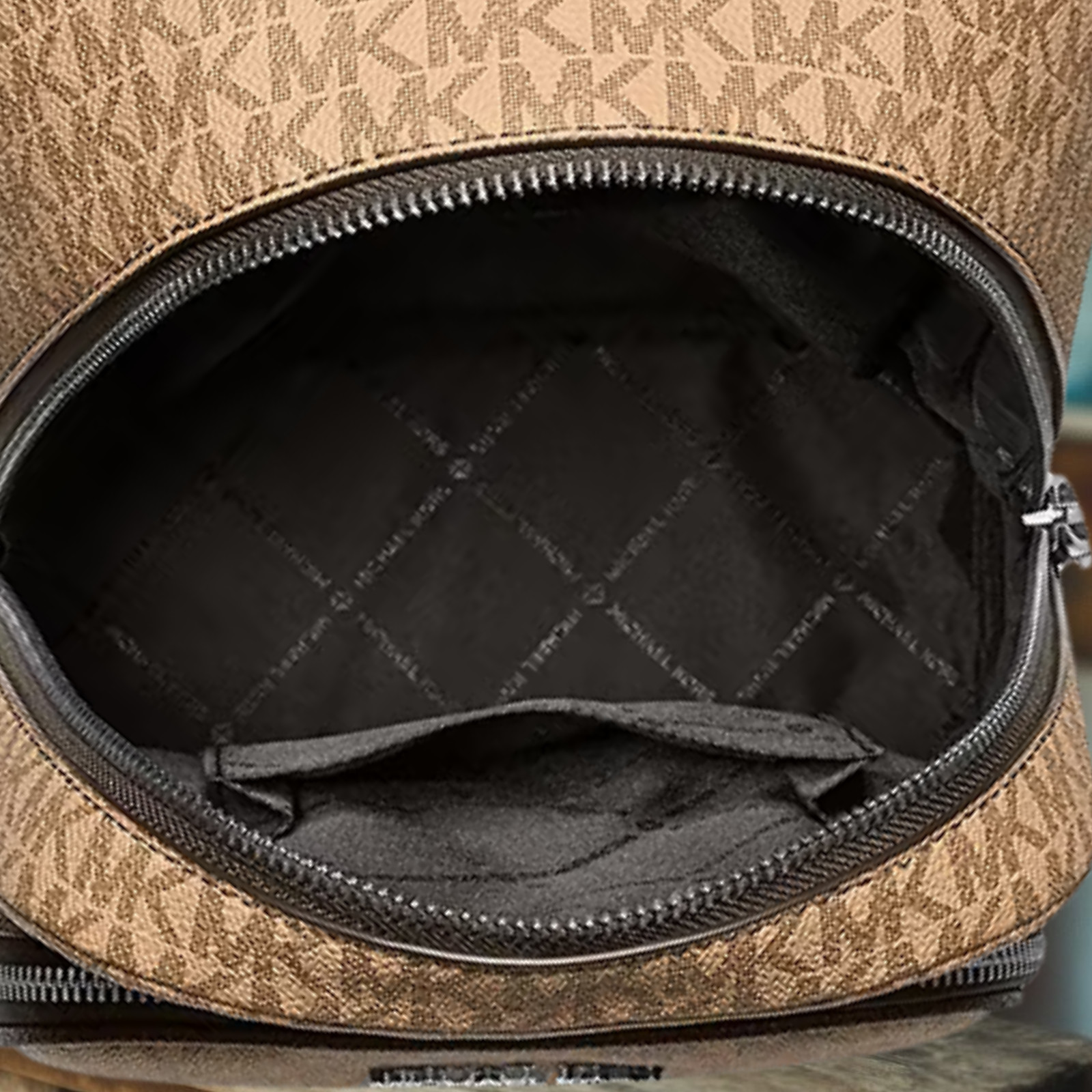 Michael Kors Cooper Men MK Logo Print Canvas Crossbody Sling Pack Bag Camel
