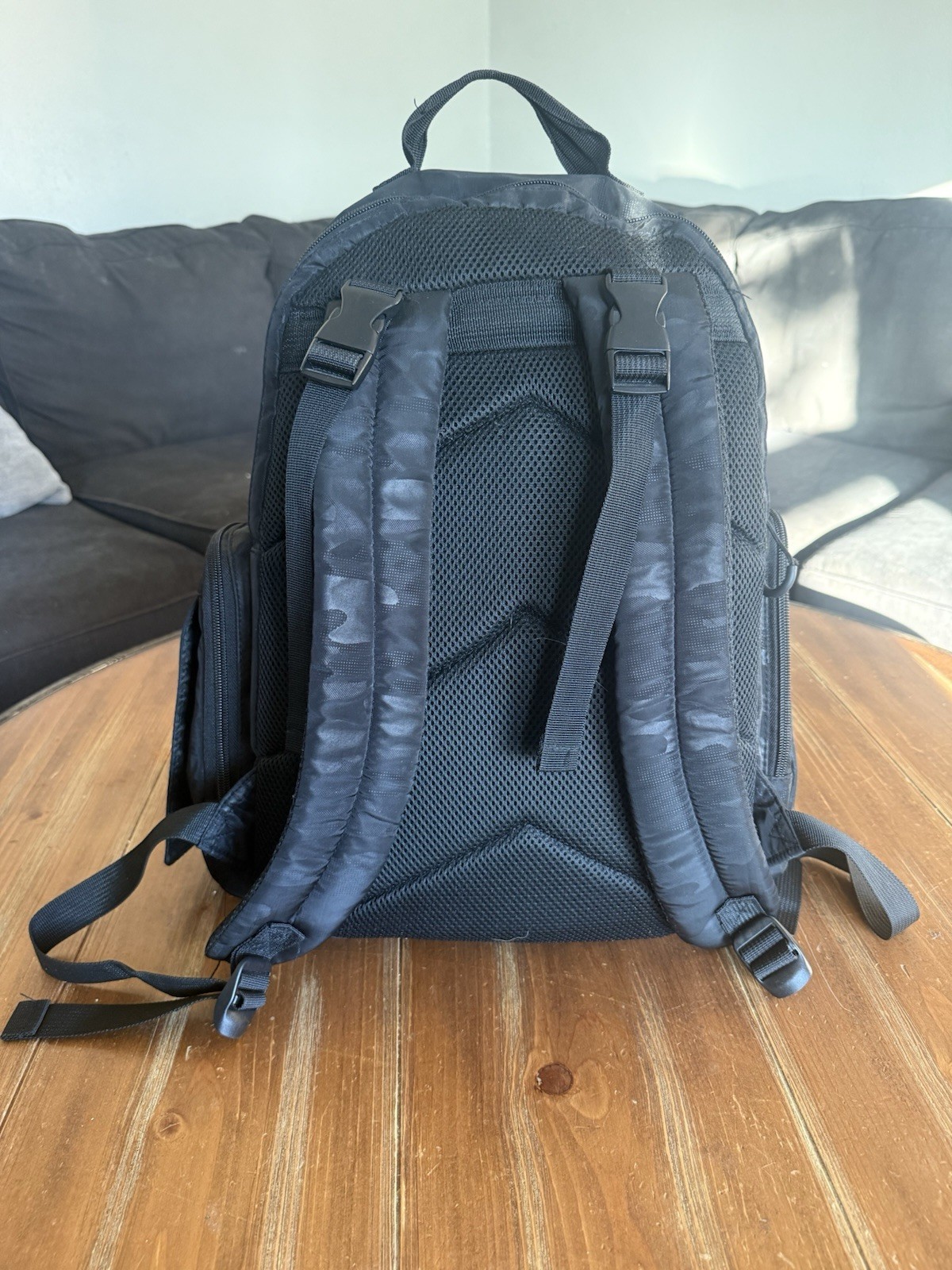 Eddie Bauer Camouflage Backpack Black Gray Adjustable Strap Pockets Men