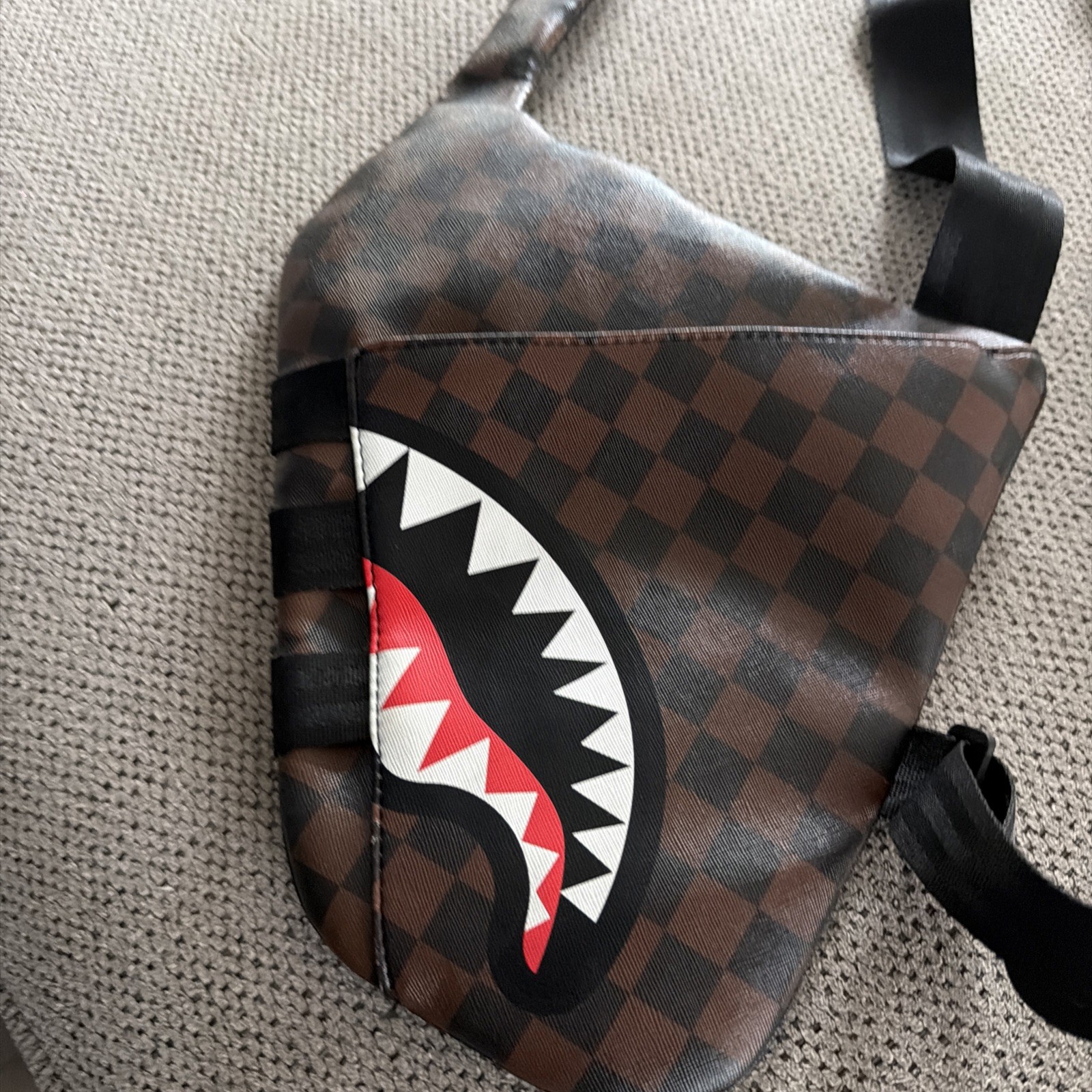 Sprayground Checkered Shark Mouth Men’s Holster Bag Brown Black