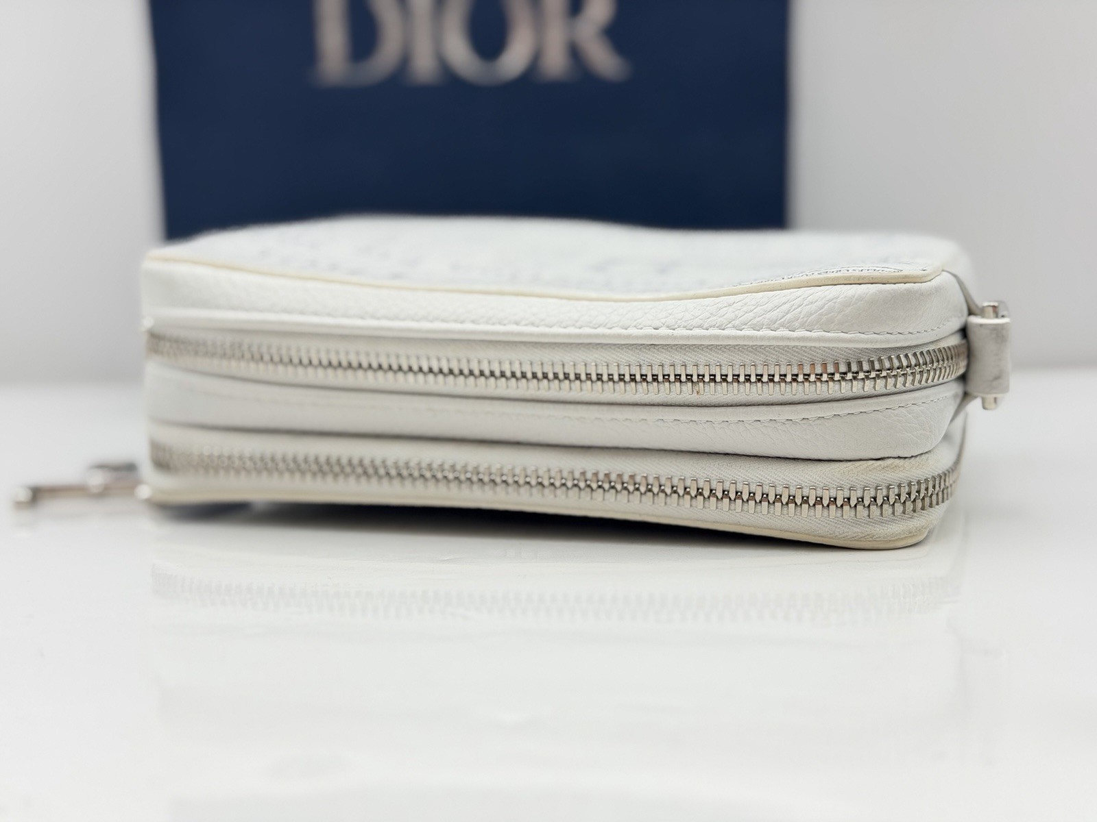 Christian Dior X Daniel Arsham 2019 White Leather Newspaper Bag