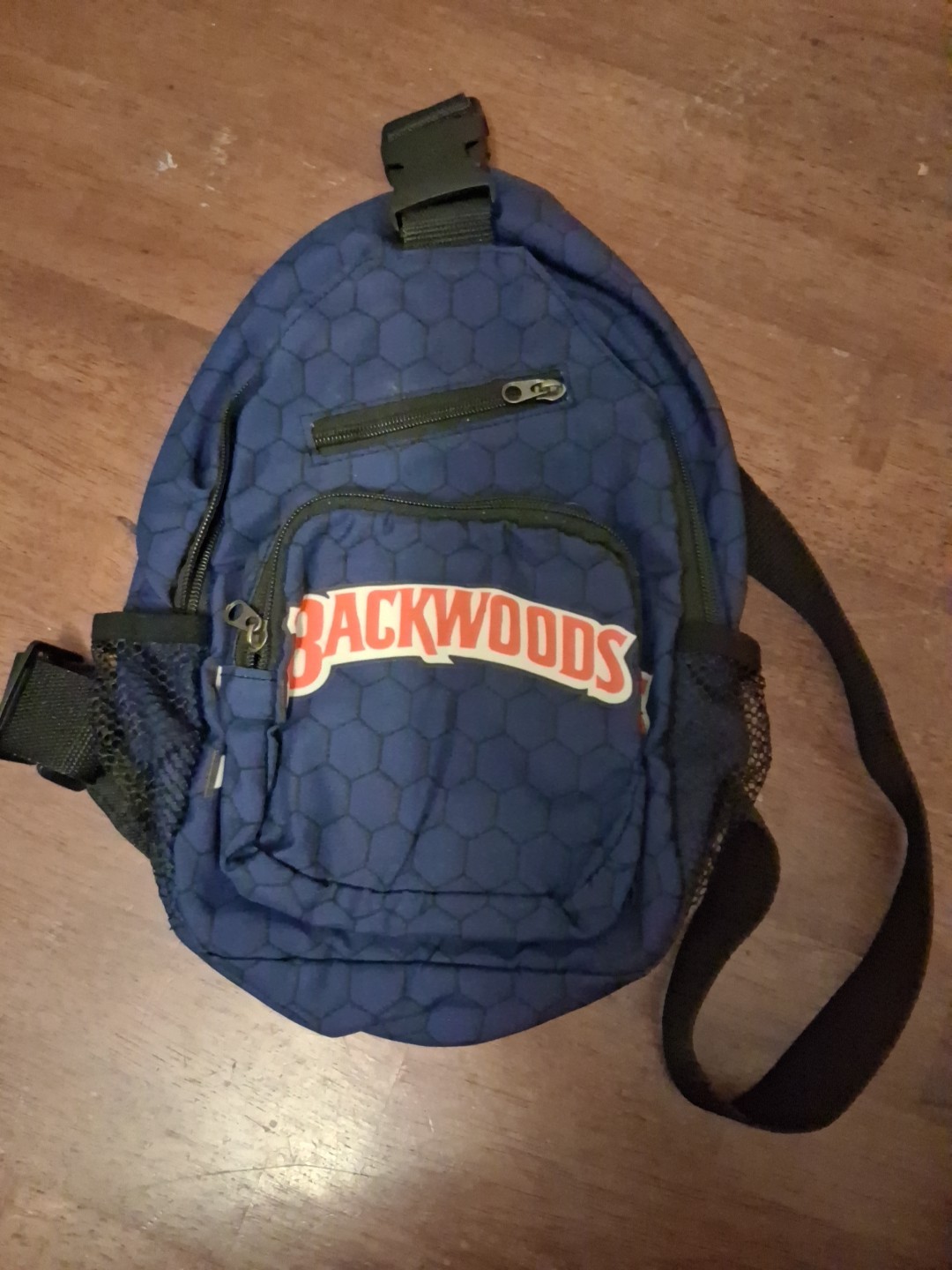 Backwoods Unisex Crossbody Sling Bag Blue and Black Adjustable Strap