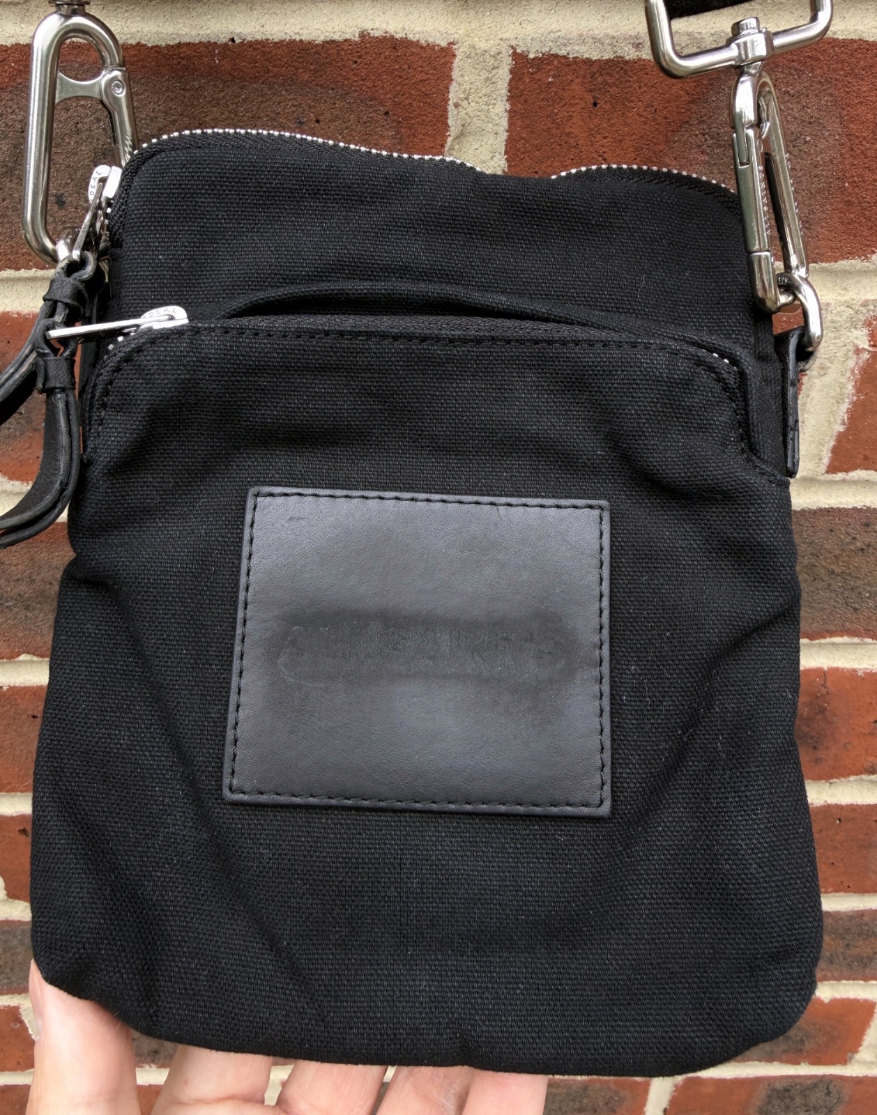 AllSaints FALCON Pouch Canvas Bag Black Mens Ladies Unisex Small Cotton