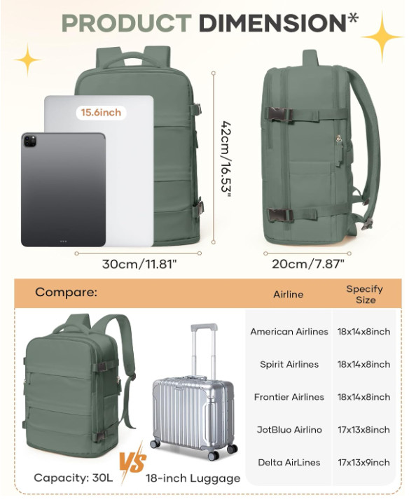 mochila de viaje avion para hombre mujer travel backpack impermeable senderismo.
