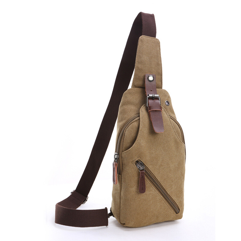 Men’s Single Shoulder Diagonal Backpack Canvas Chest Bag Outdoor Leisure Bag