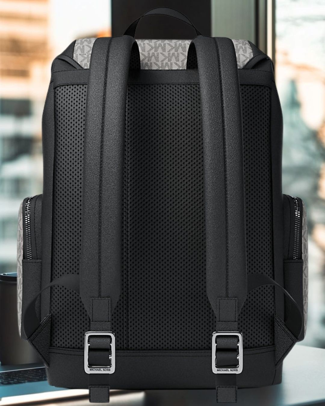 Michael Kors Cooper Men Medium Signature Logo Travel City Backpack Black Multi