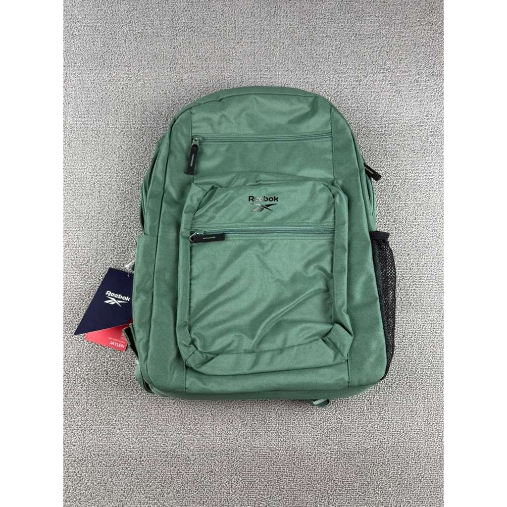 Reebok Jaylen Backpack Green 20L Capacity Multi Pocket Zip Logo School & Travel