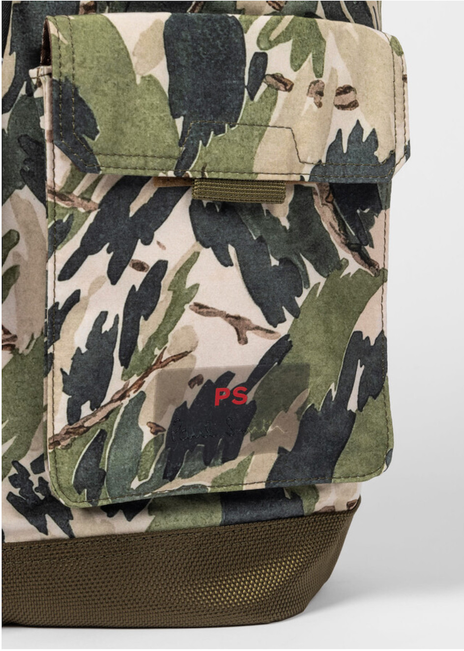 PS Paul Smith Canvas Backpack Khaki Green Abstract Camouflage print New $398