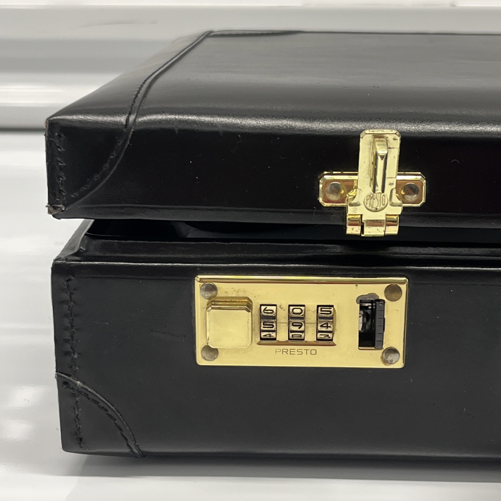 Renwick Black Leather Briefcase With Combination Locks – Made in Canada, EUC