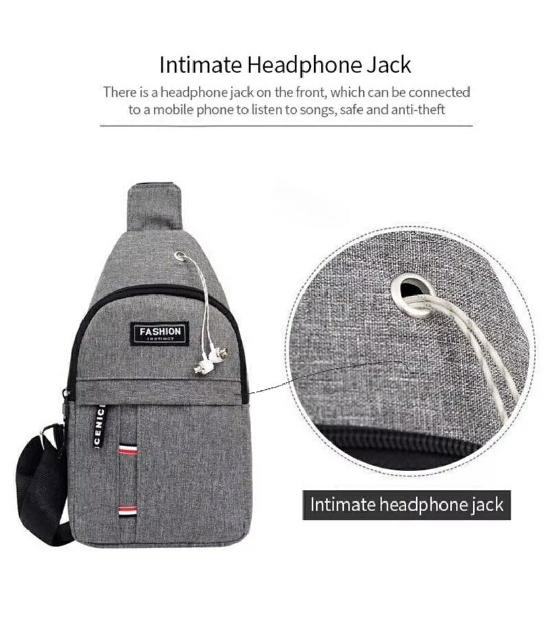 Men’s Crossbody Chest Bag Oxford Cloth Fashionable Multi-Pu Blue Black Grey