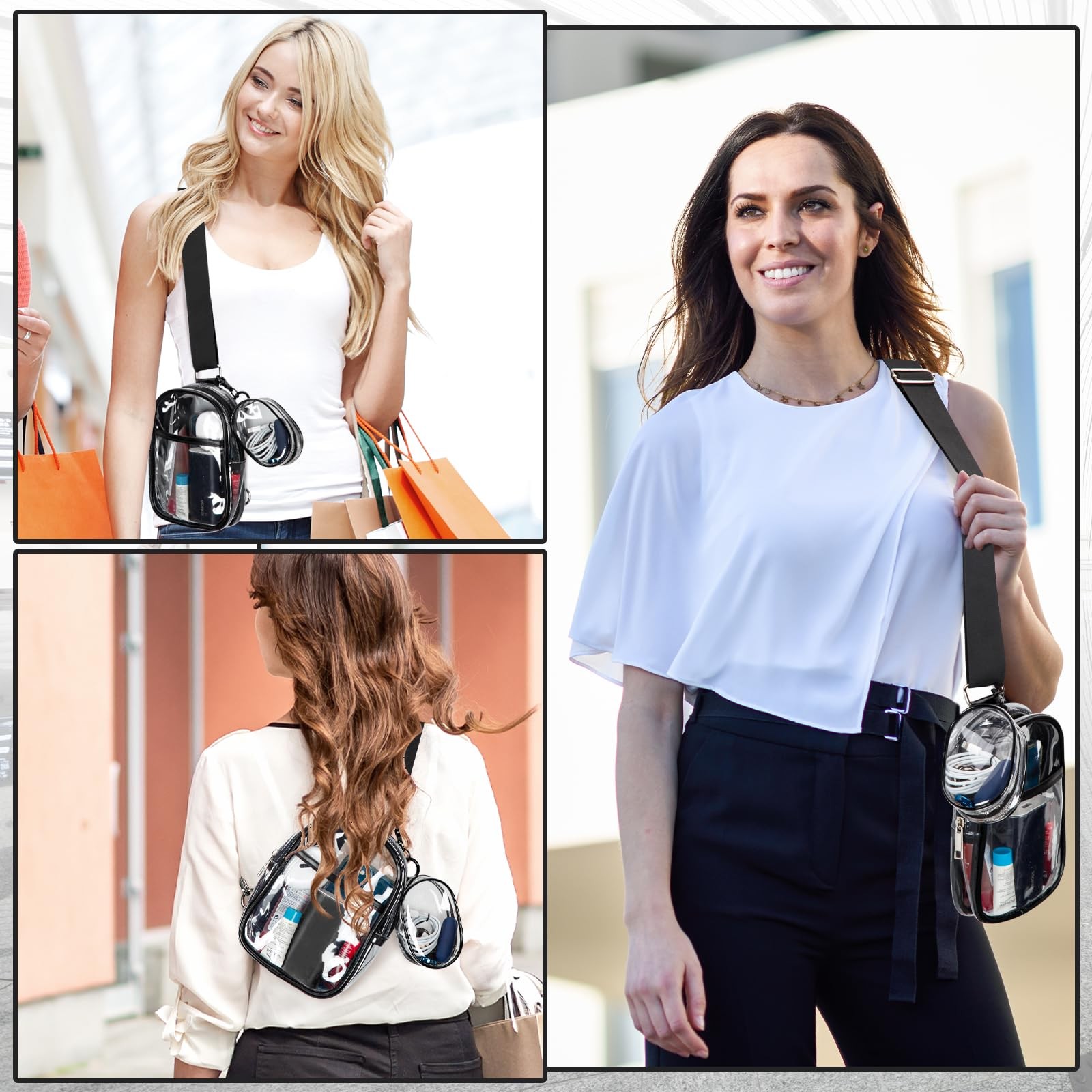 Waterproof Clear Bag for Stadium Events, Women’s Crossbody Clear Sling Bag wi…
