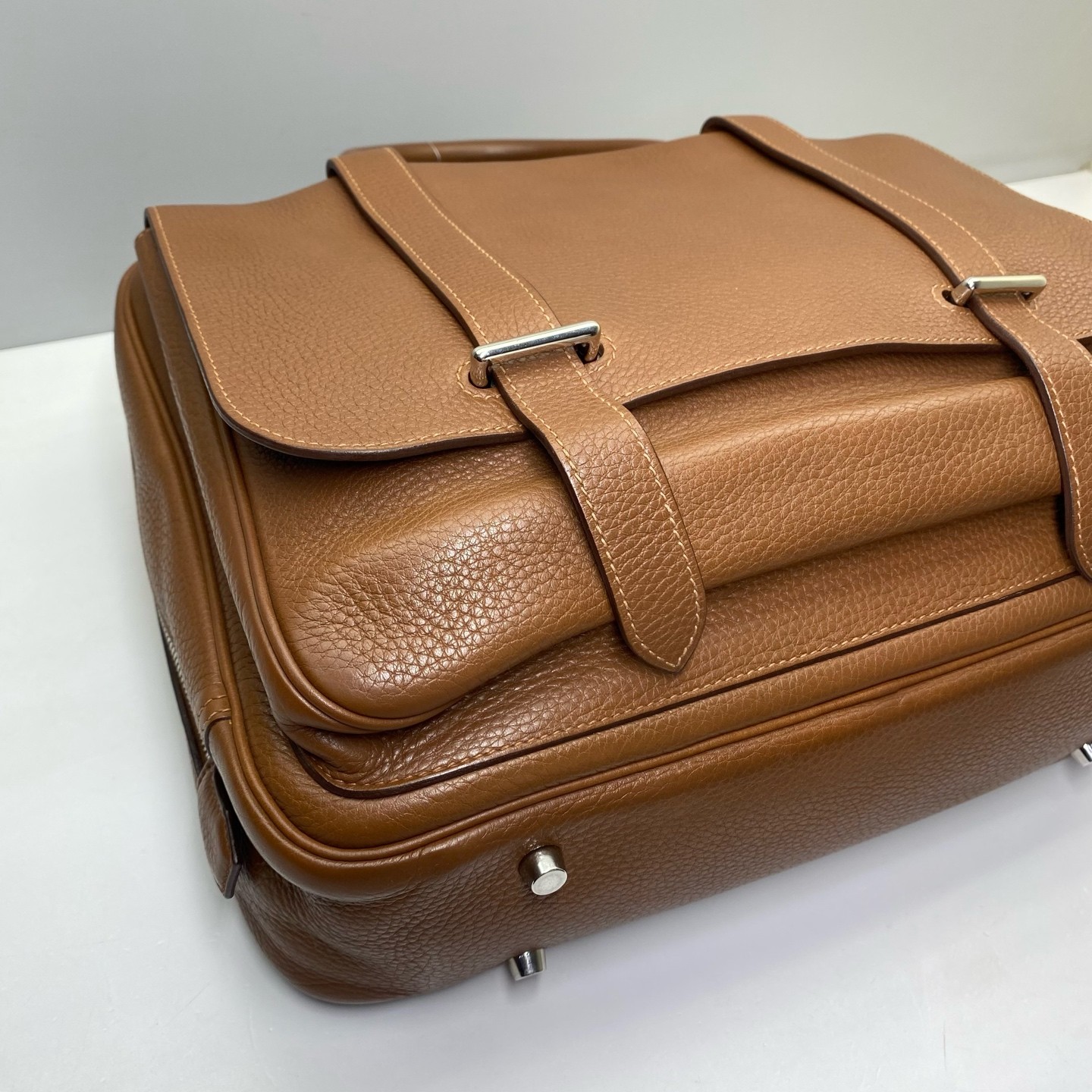Hermes Pre-Owned Authentic Briefcase Brown 35×26x10cm Togo cowhide