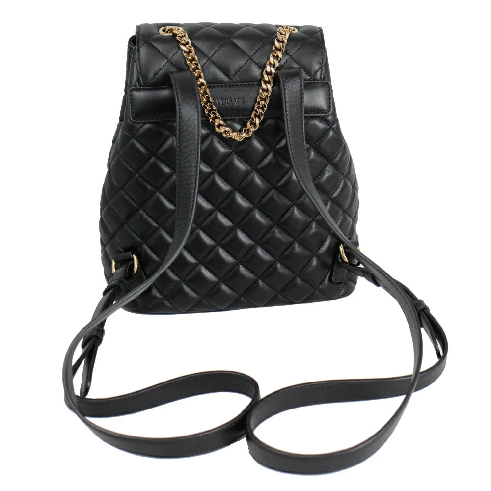 BRAND NEW VERSACE MEDUSA BLACK QUILTING LEATHER BACKPACK 1020707 1A03912 1B00V