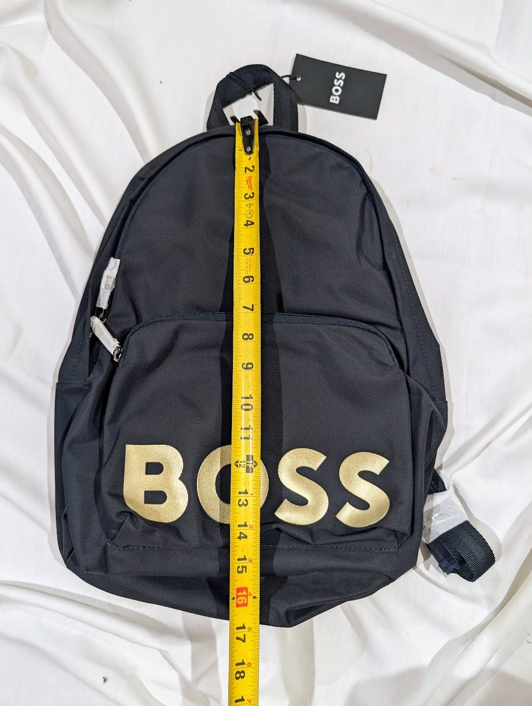 [NWT] Hugo Boss Navy Backpack w/ Gold Lettering & Zipper [Unisex]