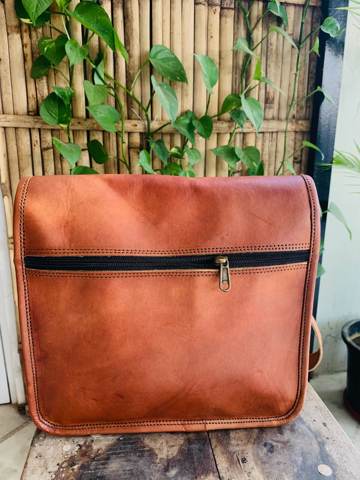 Handmade expandable Goat Limited Leather Laptop Satchel