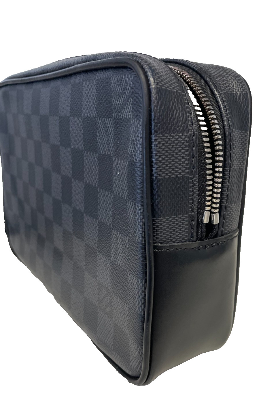 Authentic Louis Vuitton Pochette Kasai Clutch Damier Graphite Canvas Black W/BOX