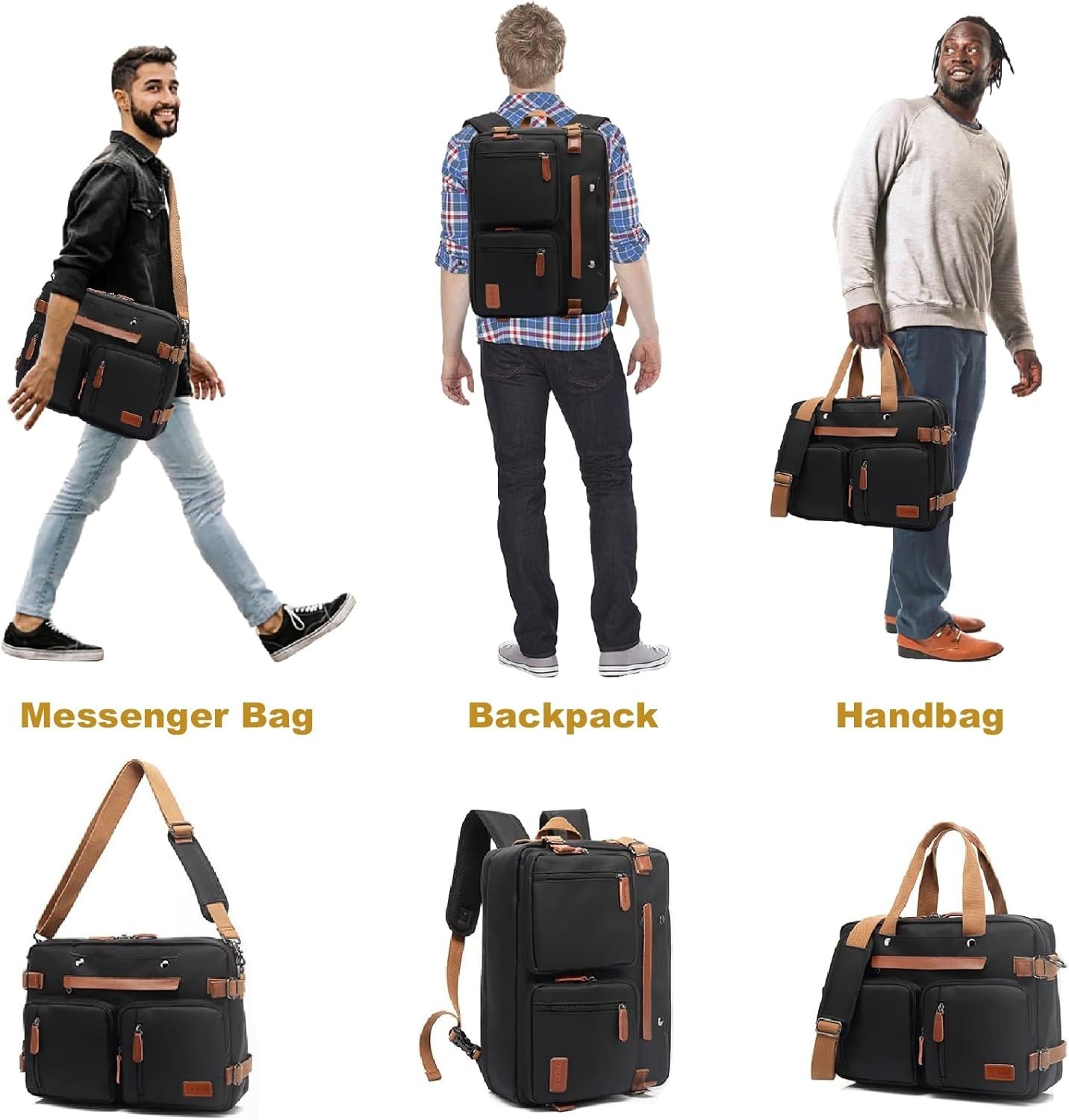 3 in 1 Laptop Bag for Men, 17.3 Inch Work Bags for Men, Laptop Backpack, Briefca