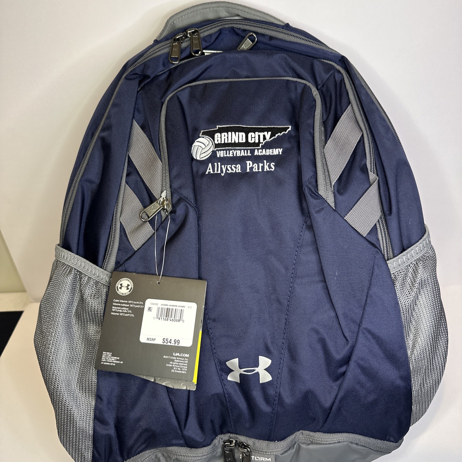 Under Armour Team Hustle Storm Backpack Navy/Grey (Water Repellant) NWT Bag READ